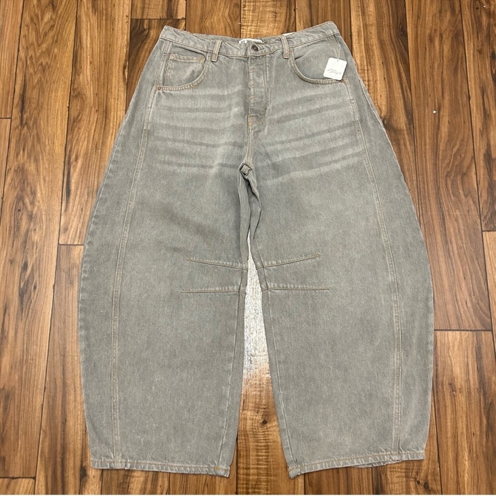 Free People We The Free good luck barrel Washed Gray Cotton Jeans